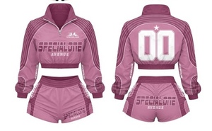 2026 Women's 2-Piece Street Sportswear Set Full-Sleeve T-Shirt and <b>Knee</b>-Length Shorts Breathable Non-Pilling - Product Image 4