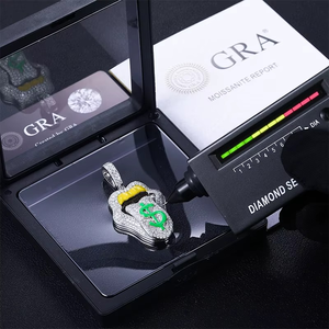 Collar con Colgante de Dólar de Diamante Moissanite de Corte Redondo Estilo Hip Hop Iced Out con Labios Sexys y Dinero Escintillante para Hombres y Mujeres - Product Image 5