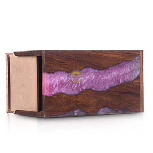 Ocean Inspired Resin & Natural Wood Cremation Urn Handmade Blue Wave Funeral Ashes <b>Box</b> by AYAANS - Product Image 6