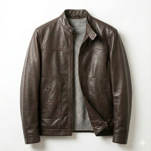 Casual Style <b>Sheepskin</b> Leather <b>Jacket</b> for Men in Best Design Leather Winter <b>Jacket</b> for Men In Wholesale Price - Product Image 1