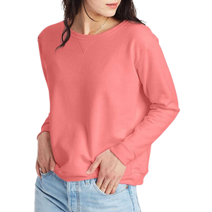 Sweat-shirt à col rond en corail, coupe classique, tricoté, 100% coton, manches longues, couleur unie, vêtement d'automne unisexe - Product Image 1