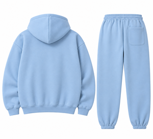 Ensemble sweat-shirt et jogging en molleton bleu clair personnalisé, sweat-shirt oversize, pantalon de survêtement assorti, streetwear décontracté - Product Image 2