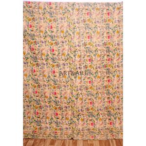 Rajasthan Handmade Printed Reversible Vintage Eco-Friendly All-Season Double Size Organic 100% Cotton Kantha Spread Comfortable - Product Image 1