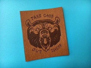 Custom Logo Round Debossed Genuine Leather Patch Embossed Brown Leather <b>Label</b> Tag for Beanies Hats Bags Jeans - Product Image 2