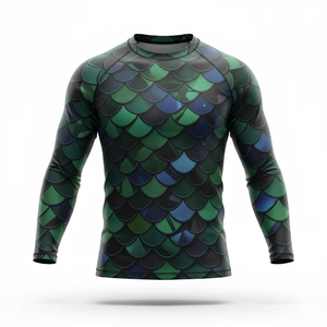 Wholesale Men's Long Sleeve Compression Rash Guard Shirts-Spandex/Nylon Breathable Quick Dry UV Protection for Swimming <b>Surfing</b> - Product Image 6