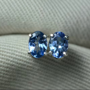 Certified Natural Tanzanite Earrings Sterling <b>Silver</b> <b>Studs</b> December Birthstone Jewelry Gift For Her Elegant Fine Jewelry - Product Image 1