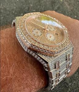 Reloj de Lujo Automático de Plata de Ley 925 con Moissanita para Hombre, Totalmente Cubierto de Diamantes, Cronógrafo, Estilo Hip Hop, Elegante y Ejecutivo - Product Image 4