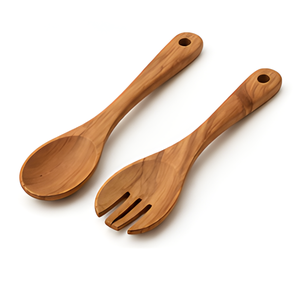 Ensemble d'ustensiles en bois de teck écologique avec spatule, cuillère et écumoire - 6 pièces, sans danger pour les aliments, lavage à la main uniquement - Product Image 5
