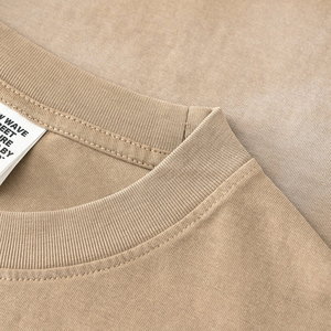 Men's Beige Washed Spandex/Cotton O-Neck Short Sleeve Regular Fit Distressed <b>Pocket</b> Casual Streetwear <b>T</b>-<b>Shirt</b> Breathable - Product Image 6