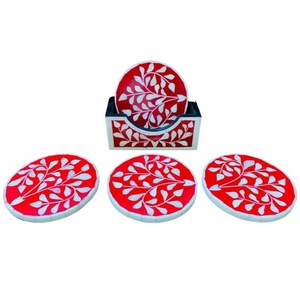 Ensemble de dessous-de-verre en os incrusté ILAHI, noir et blanc, géométrique, écologique, fait main, durable, 4 mm d'épaisseur, rond, moderne, pour la salle à manger, la maison, l'hôtel - Product Image 6