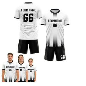 Camiseta de Fútbol Personalizada para Adultos y Niños, Uniforme de Equipo con Nombre, Número y Logotipo del Equipo, Sublimación en Blanco y Negro - Product Image 1