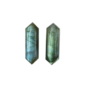 Labradorita Natural, Corte Hexagonal de 10x30mm, Piedra Preciosa Calibrada, Piedra Suelta para Anillos y Colgantes - Product Image 3