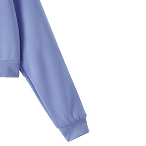 Sudadera con capucha corta Stitch Lab con cremallera, unisex, azul liso, informal, de punto, corte holgado, manga larga, poliéster, felpa francesa - Product Image 5