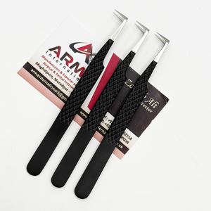 Pinzas Profesionales para Extensión de Pestañas, Tipo L, con Recubrimiento Negro Mate, Punta Plateada, Volumen para Pestañas, Sostenibles, Gran Venta - Product Image 4