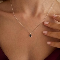 Colliers pendentifs tendance en argent sterling 925 plaqué rhodium avec obsidienne noire pour femmes, vente en gros