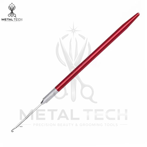 Slim Red Handle Micro Ring Hair Extension <b>Threader</b> Latch Hook <b>Needle</b> Holder Tool Set For Salon Weaving Fitting Hardware - Product Image 6