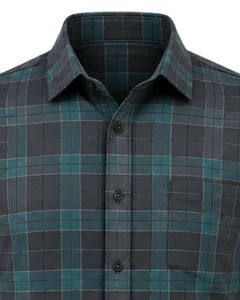 Chemise à carreaux gris anthracite pour homme, décontractée et habillée, à manches longues, boutonnée, en flanelle de coton, pour le bureau, personnalisable - Product Image 6
