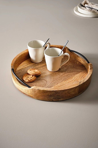 ถาดไม้รักษ์โลกสำหรับครัวร้านอาหาร ถาดอาหารเช้าทรงกลม โดย blossom craft india - Product Image 2