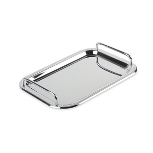 Bandeja de Servicio de Acero Inoxidable de Estilo Moderno al por Mayor, Plato Decorativo de Lujo Plateado para Restaurantes y Catering, Bandeja con Borde Festoneado - Product Image 6