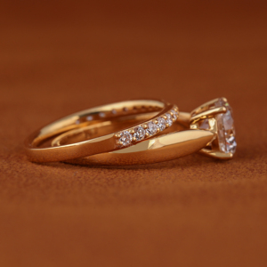 2.00 Carat Round Cut Lab Grown Diamond Solitaire Engagement Ring Matching Round Diamond half eternity <b>Wedding</b> Band Bridal Rings - Product Image 2