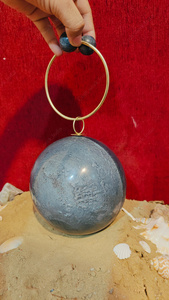 Indian Luxury dark <b>grey</b> Resin Sphere Clutch <b>Handbag</b> with Brass Ring Handle Evening Party Wedding Women Clutch <b>handbag</b> - Product Image 3