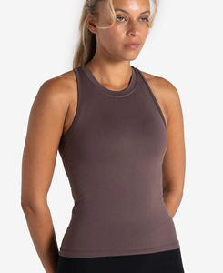High Quality Women's Solid Crew <b>Neck</b> Woven Yarn Dyed Oxford Tank Top Breathable Spandex Polyester Street Style Regular Front - Product Image 1