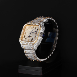 นาฬิกาข้อมือผู้ชายหรูหราประดับเพชรโมอิสซาไนต์ทรงสี่เหลี่ยม หน้าปัดตัวเลขอารบิกสองสี ตัวเรือนสแตนเลสสตีล ระบบออโตเมติก เหมาะสำหรับใช้ในชีวิตประจำวัน - Product Image 4