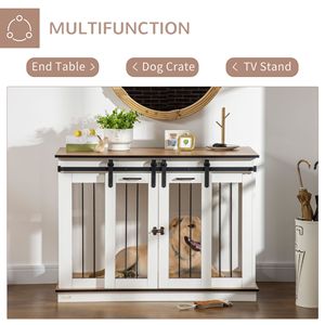 47.5\" White Dog <b>Crate</b> Furniture Large Dog 2 Small Dogs Dog Cage End Table Divider Panel Pet Houses Furniture for Multi-Pet - Product Image 4