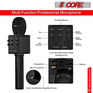 5 Core <b>Microphone</b> Wireless Karaoke Mic With Speaker 3 in 1 Portable <b>Bluetooth</b> Microfono Inalambrico - Product Image 2