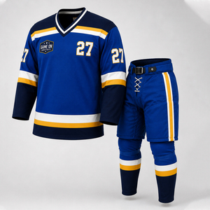 Conjunto de Uniforme de Hockey sobre Hielo con Cuello en V, Ropa Deportiva Personalizada para Equipos, Transpirable, Ropa para Partidos, Impresión por Sublimación, Fabricación OEM/ODM, Bajo MOQ - Product Image 1