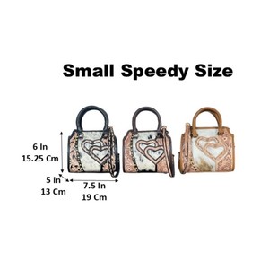 Nouveau sac Speedy en cuir véritable Western Hair On Hide, fait main, avec motif cœur clouté, sac de voyage style cowgirl, sac à main à poignée supérieure et bandoulière - Product Image 2