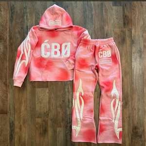 Conjunto de Sudadera con Capucha y Pantalones Jogger Personalizados de Invierno, Estampados, Efecto Desgastado, Lavado Ácido, Corte Regular, Transpirables y de Secado Rápido - Product Image 1