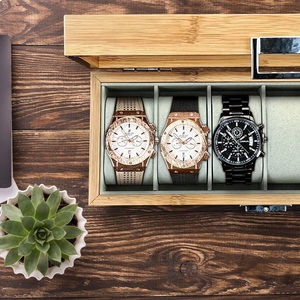 AHTE MANUEXPO UR-065 6-Slot Wooden Wrist Watch Storage <b>Box</b> Large Glass Display <b>Removable</b> Pillows for Men Women Octagonal Jewelry - Product Image 5