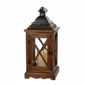 Lanterne en bois massif blanc de qualité supérieure avec dessus en métal et verre, porte-bougie décoratif suspendu ou à poser pour la décoration intérieure. - Product Image 3