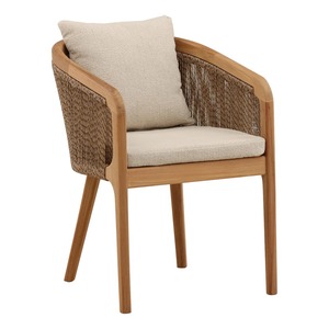Premium Solid Teak Wood Dining Chair with Handwoven Rattan <b>Backrest</b>, Ergonomic Armchair for Hotel, Cafe and Home Furniture - Product Image 1