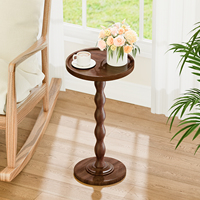 Table d'appoint vintage à piétement torsadé, table d'appoint ronde en bois pour salon, chambre à coucher, petit espace