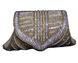 Evening Clutch Gold Plated Metal Zircon Crystal Purse Woman