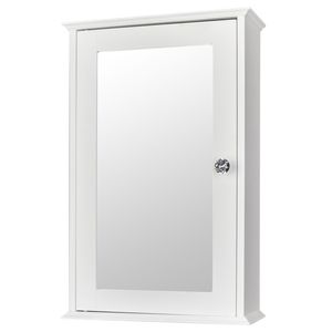 Mobiletto da Bagno Bianco a Singola Anta con Illuminazione LED, Mensola Rettangolare di Design Lussuoso per Uso Interno - Product Image 5