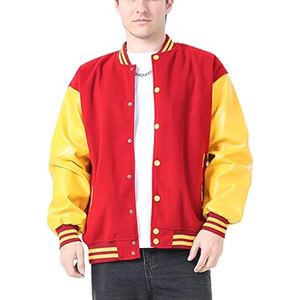 Veste de baseball vintage noire personnalisée avec manches en cuir, col montant et logo brodé - Product Image 3