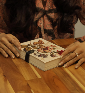 Handmade Vintage Flower Journal Retro Botanical Print Hardcover <b>Notebook</b> with Leather Spine Antique <b>Floral</b> Diary Gift for Women - Product Image 3