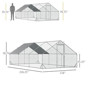 Gabbia per Galline Ovaiole Personalizzabile 10x20 in Metallo Zincato, Recinto Esterno Argento - Product Image 3
