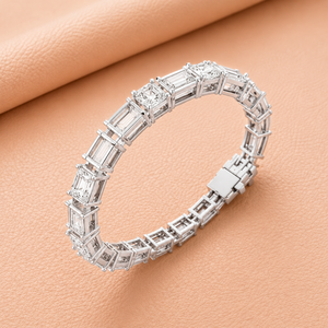 Bracelet tennis en diamants taille princesse royal, plaqué argent, bijoux de luxe avec certification IGI et clarté VVS pour femme - Product Image 2