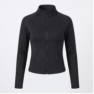 Ensemble de yoga 2 pièces North Approach, fermeture éclair intégrale sur le devant, noir uni, tissu respirant, vêtements de sport pour femmes - Product Image 1