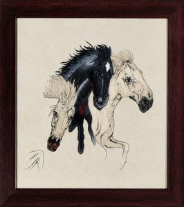 Nueva Llegada 2026, Pintura en Madera de Caballos en Blanco y Negro, Arte de Pared Hecho a Mano para Decoración de Sala de Estar, Oficina - Product Image 1