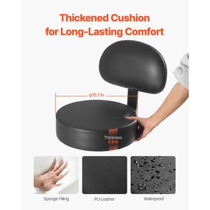 Sgabello Girevole Regolabile in Altezza con Schienale e Ruote in Pelle PU Rinforzata, Capacità di Carico 450 LBS, Arredamento per Salone - Product Image 2