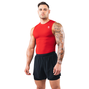 Camiseta de Compresión sin Mangas para Hombre, Ajustada, para Gimnasio, Entrenamiento, Deporte, Color Carmín - Product Image 2