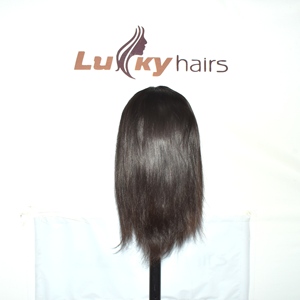 Lucky Hairs Virgin Remy Indian <b>Human</b> Hair <b>Wig</b> Modern Blunt Cut Soft Natural Texture Chic Women Movement Hair Weaving Machine - Product Image 1