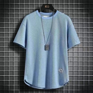เสื้อยืดลำลองผู้ชาย/ผู้หญิง ลายวาฟเฟิลสีดำ โลโก้ด้านหน้า ผ้าฝ้าย 100% กันยับ ระบายอากาศได้ดี เป็นมิตรกับสิ่งแวดล้อม รุ่นปี 2024 - Product Image 4