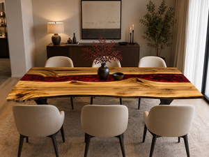 Handmade Solid Red <b>Epoxy</b> Resin Dining <b>Table</b> Eco Friendly Modern Luxury Design River <b>Table</b> <b>Top</b> - Product Image 3