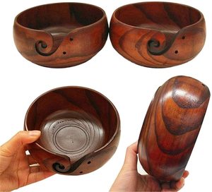 Wholesale Handmade Wooden Yarn Bowl with Lid Eco Friendly Round Wood Knitting Bowl Yarn Holder Storage for Crochet Yarn Bowl - Product Image 4